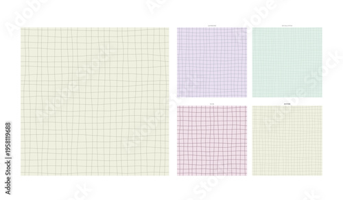 Sheer Organza Hand Drawn Grid Overlay Motif in Butter - Dense Repeating Grid with Irregular Stroke Weight for Surface Material with Filtered Handdrawn Line Wobble and Unique Stroke Weight with