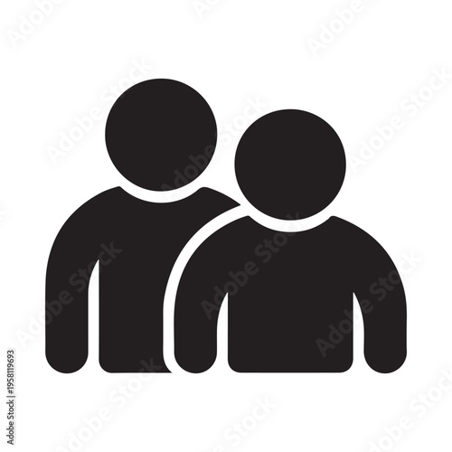 Two People Silhouettes Together Partnership Concept Minimalist Icon Business Support Vector Graphic