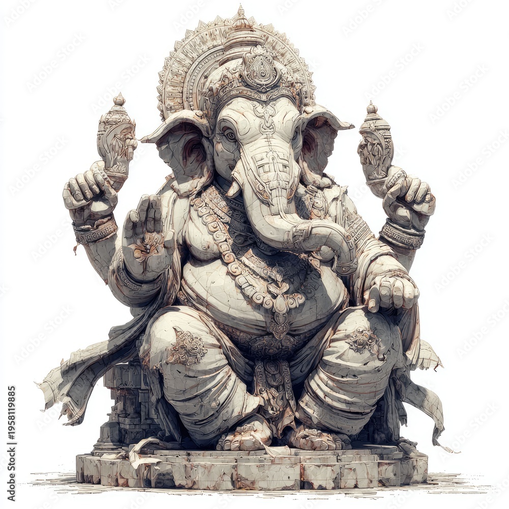 Fototapeta premium Close-up of majestic ganesha statue at cultural festival temple grounds with spiritual significance