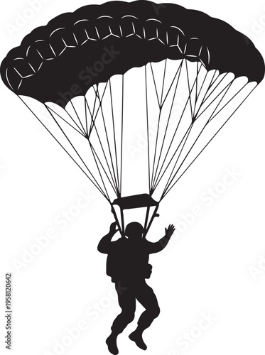 Vector silhouette of parachuter icon