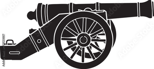 Vector illustration of a black cannon icon