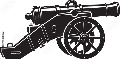 Vector illustration of a black cannon icon