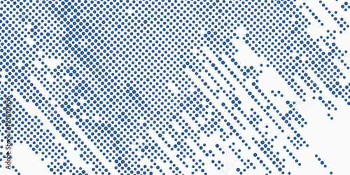 small circle in blue and white background.