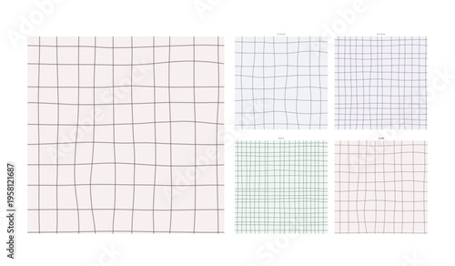 Moire Interference Hand Drawn Grid Design Loom Optical Fabric - Sketched Lattice Tile with Rustic Charm for Skill and Decoration Projects with Dusty Handdrawn Line Wobble and Unique Stroke Weight