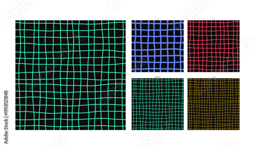 Neon Wire Glow Hand Drawn Grid on Dark Ground Mercury Edition - Scalable Backdrop with Natural Wobble and Natural Rendering Imperfection Displaying Dense Freehand Stroke Variation and Textural Depth