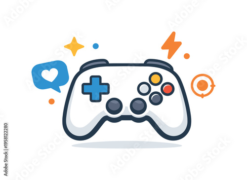 Gaming controller icons expressing interactive fun and intuitive control in modern digital play. A compact visual metaphor centered on a simplified gamepad