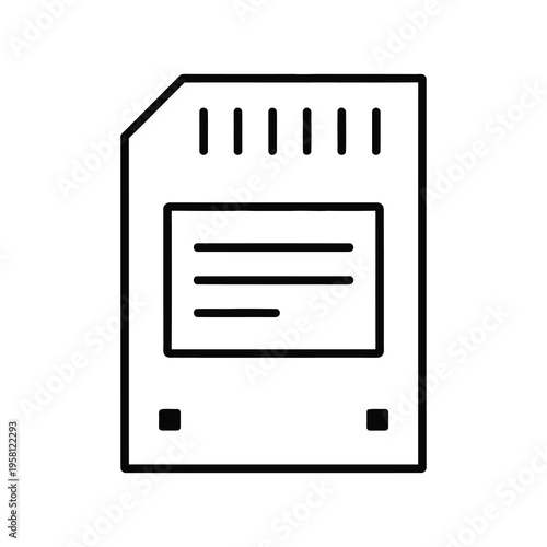 Icon of a memory card showing text.