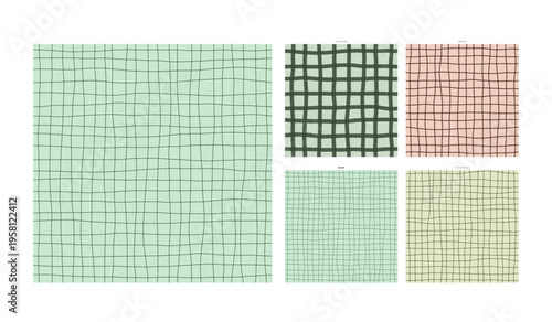 Phosphor Screen Hand Drawn Grid Pattern Mint Luminescent Glow - Artisan Line Drawing with Genuine Pen Wobble for Skill and Stationery with Distinctive Artisan Drawing Quality and Irregular Beauty