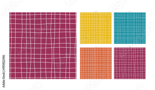 Hand Drawn Seamless Grid Design on Plum Saturated Ground - Scalable Backdrop with Natural Wobble and Natural Drafting Imperfection with Distinctive Artisan Drawing Nature and Irregular Beauty