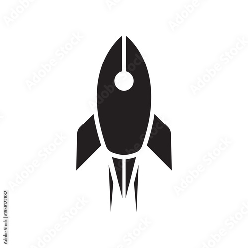 Rocket Launch Icon – Startup Growth Symbol, Space Ship Silhouette Vector (Solid Fill)