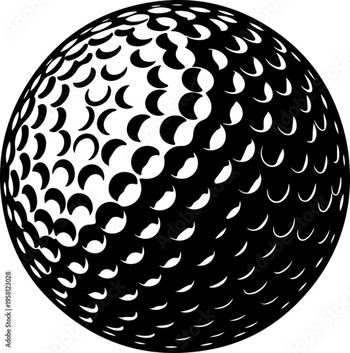 Vector golf ball icon in black and white