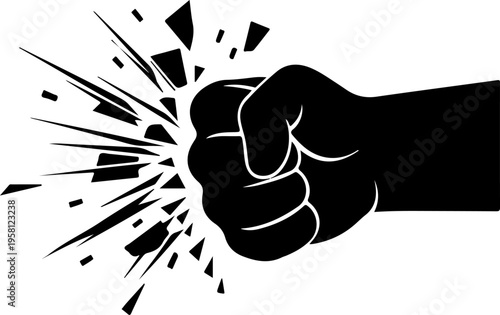 Vector illustration of clenched fist with explosion