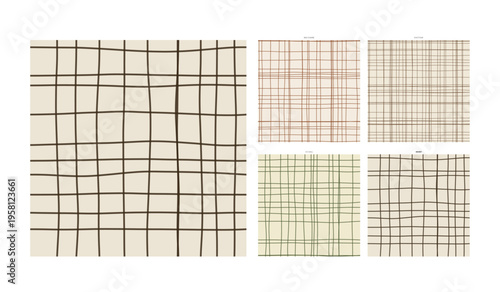 Macrame Fiber Technique Hand Drawn Grid Pattern Hemp Bohemian Weave - Natural Pen Drawing Repeat for Scrapbook Wrapping and Stationery Print with Genuine Organic Line Character and Natural Pen Wobble