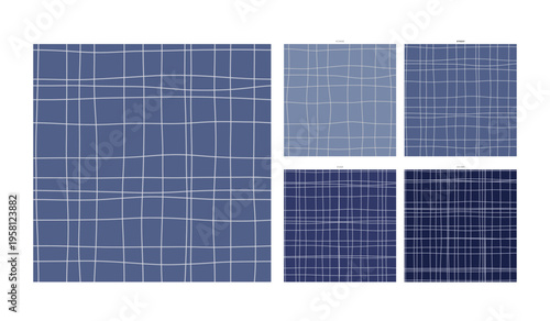 Shibori Indigo Dye Hand Drawn Grid Arrangement Steep Immersion - Seamless Tileable Field for Textile Wallpaper Wrapping Paper Design with Distinctive Artisan Drawing Quality and Irregular Beauty