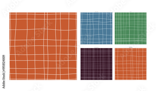 Batik Wax Resist Hand Drawn Grid Pattern Sunrise Edition - Repeating Tile Surface with Natural Handmade Irregularity and Depth Featuring Irregular Pen Marks and Authentic Artistic Warmth with