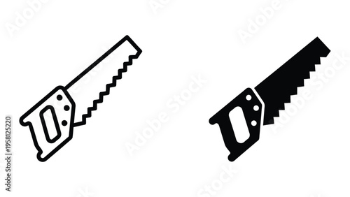 Two handsaws in contrasting black and white, vector illustration
