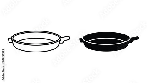 pair of frying pans isolated vector illustration flat design
