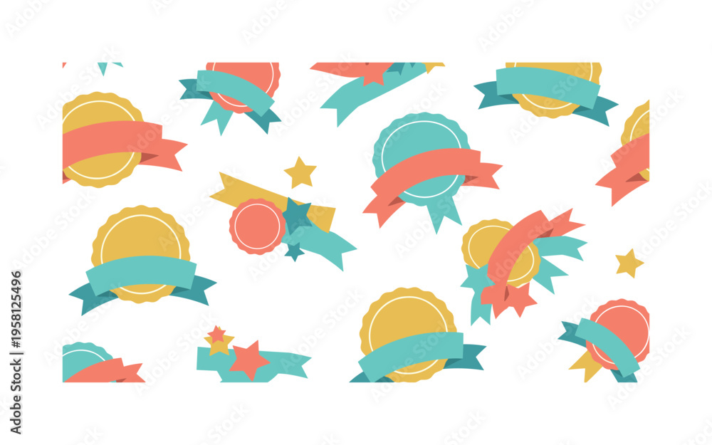 Naklejka premium decorative badge stickers seamless pattern, repeating pattern, surface design, textile print, soft color palette, modern illustration, flat vector badge