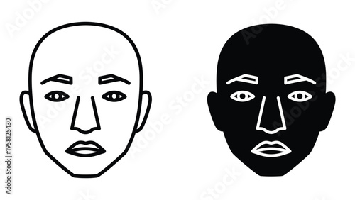 black and white human face vector illustration