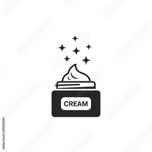 Black and white cream cosmetic product.