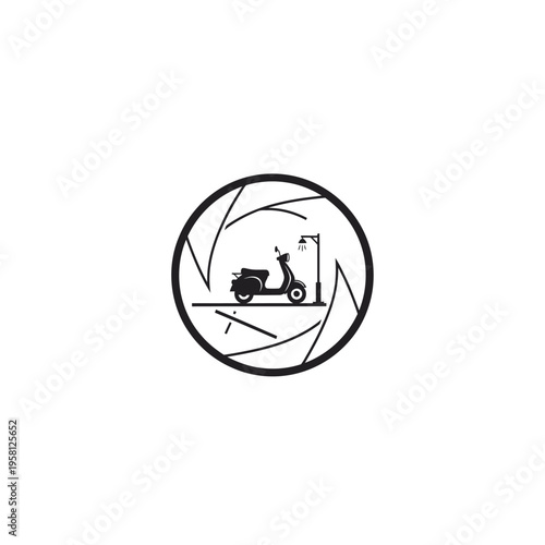Black and white scooter vehicle icon.
