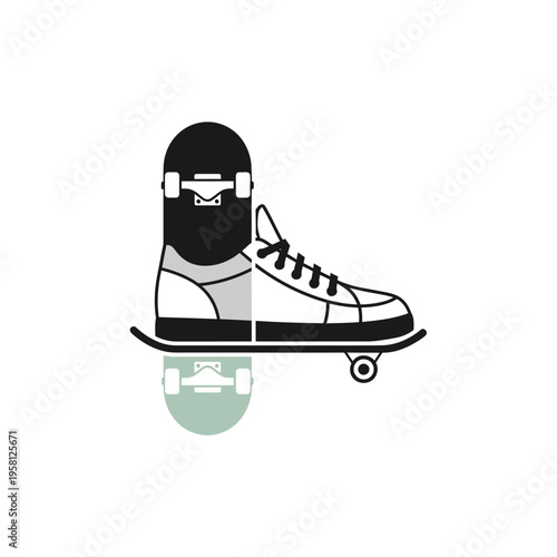 Black and white skateboard sneaker shoe.