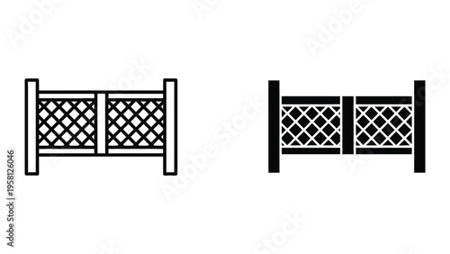 lattice fence gate vector illustration, flat design