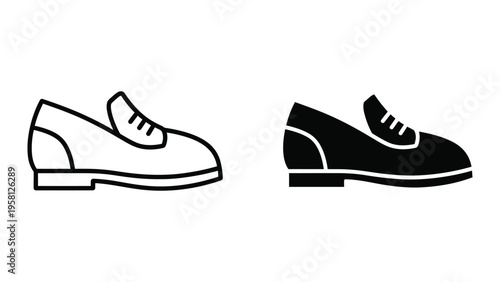 black and white dress shoes vector illustration, flat design
