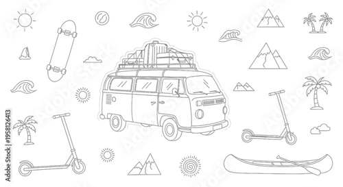 Set of 30 summer vacation icons vector