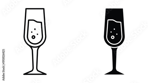 two champagne glasses toasting celebration flat design vector illustration