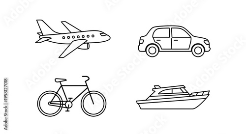 Set of 4 transportation icons vector