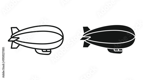 vintage airship zeppelin floating in sky flat design vector illustration