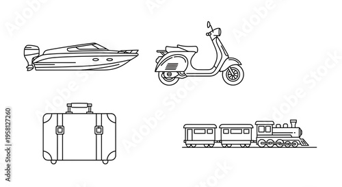 Set of 4 transportation icons vector