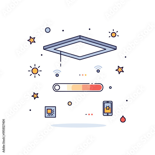 LED lighting smart LED ceiling panel with adjustable brightness and color temperature representing innovative, efficient, and customizable lighting solutions.