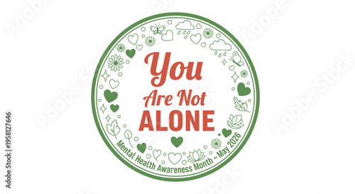 flat vector Mental Health Badge isolated on White Background vector background, vector illustration