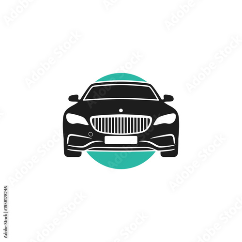 Black Luxury Car Front View.