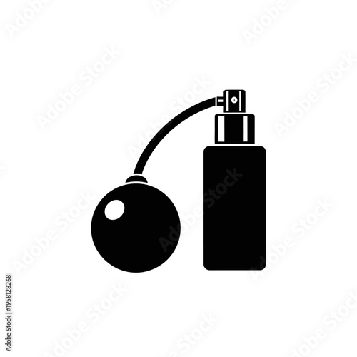 Black perfume atomizer and bottle.