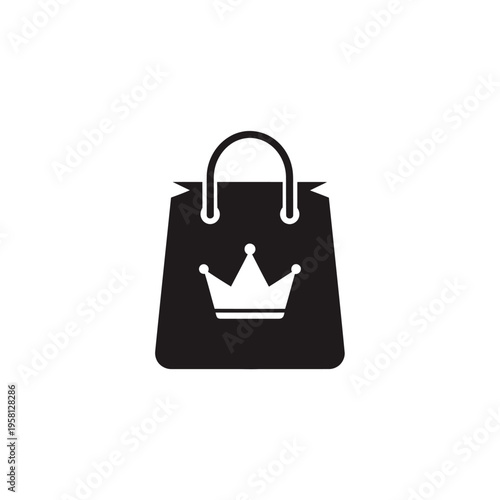 Black shopping bag with crown logo.