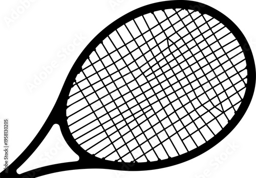 Black tennis racket vector icon