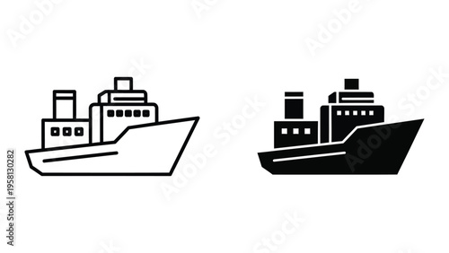 cargo ship and ferry transportation flat design vector illustration