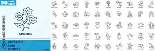 Spring Line Editable Icons set