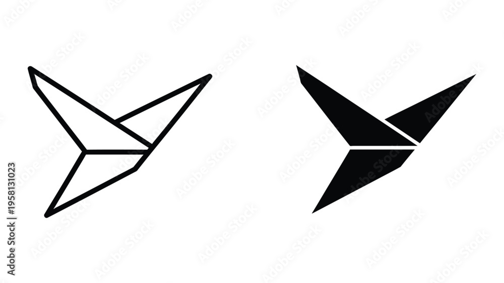 Fototapeta premium two minimalist paper airplanes flying abstract vector illustration