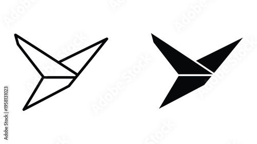 two minimalist paper airplanes flying abstract vector illustration