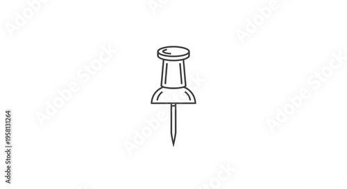 Black outline thumbtack pushpin icon on a white background