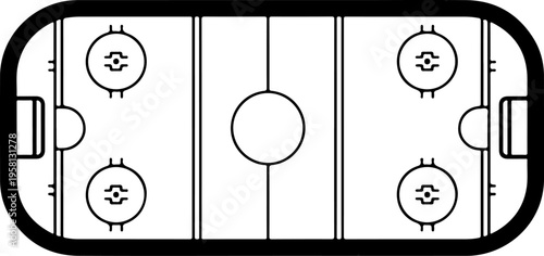 Vector hockey rink with goals illustration