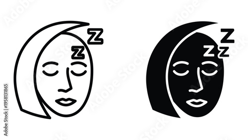 sleeping woman face with zzz dream bubbles vector illustration
