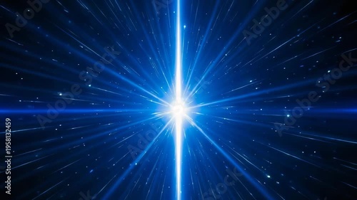 Abstract blue light trails motion through space, hyperspace tunnel journey, digital network flow, futuristic speed effect, cosmic exploration footage