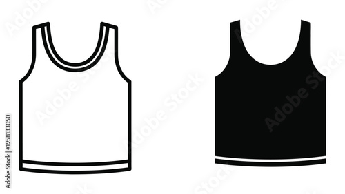 black and white sleeveless tank top vector illustration flat design