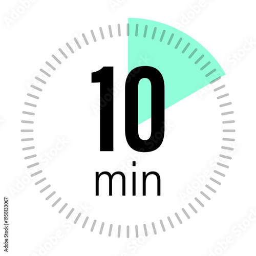 Ten minute timer. Clock segment Vector. Ten 10 minutes. Precise ten measurement. Manual vector only. No autotrace used.