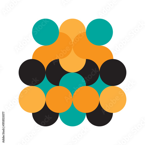 Horizontal circle set. Abstract round Vector. Geometric ring pattern. Vibrant dot artwork. Manual vector only. No autotrace used.